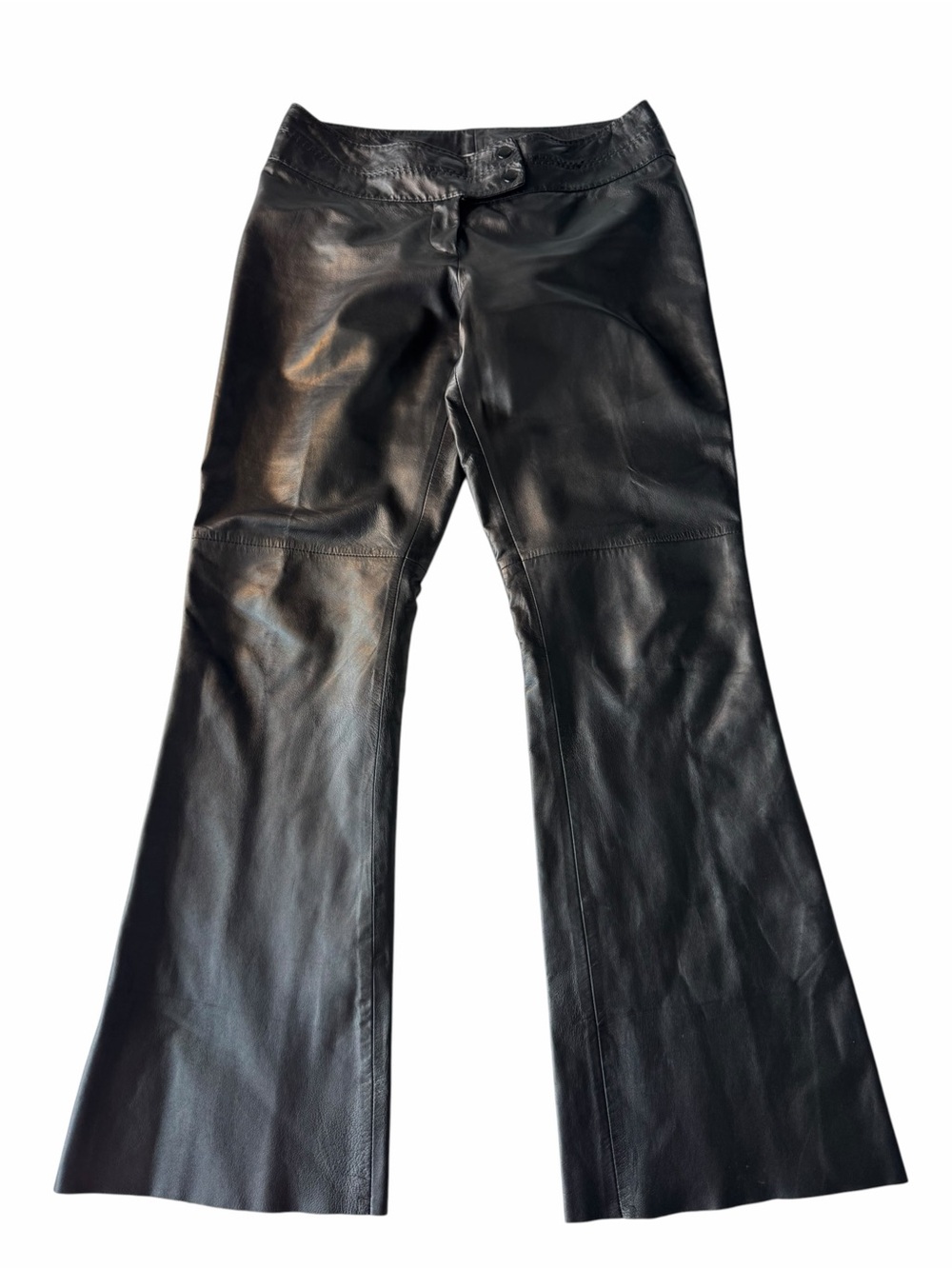 ✅ Cache Black 100% Lamb Leather Boot Cut Pants size 8